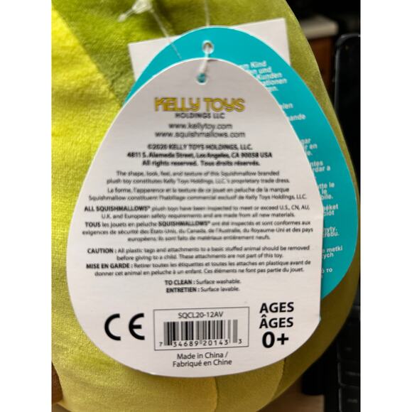 New Squishmallow Claire's Exclusive Aubrey Avocado Plush 12" 2020 New With Tags - Picture 7 of 12
